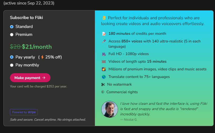 Fliki AI Pricing